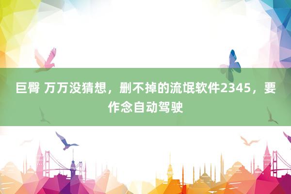 巨臀 万万没猜想,删不掉的流氓软件2345,要作念自动驾驶