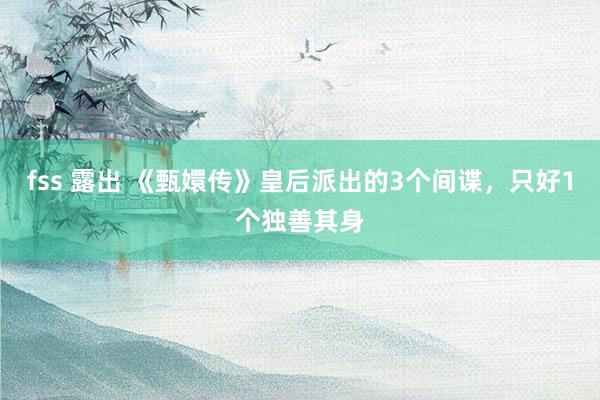 fss 露出 《甄嬛传》皇后派出的3个间谍,只好1个独善其身