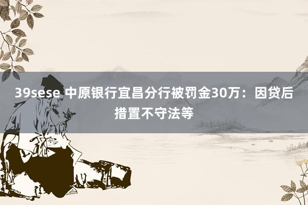 39sese 中原银行宜昌分行被罚金30万:因贷后措置不守法等