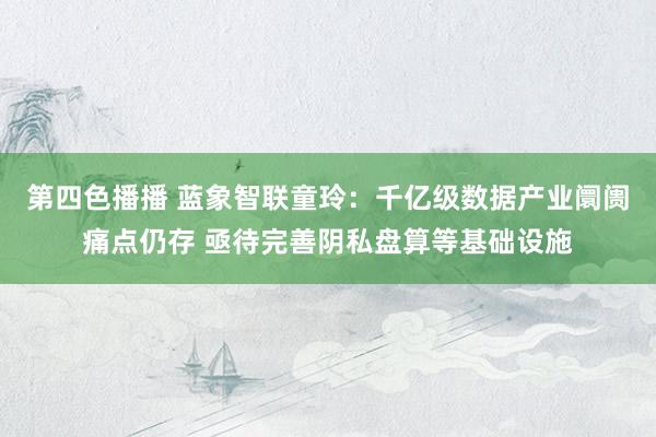 第四色播播 蓝象智联童玲:千亿级数据产业阛阓痛点仍存 亟待完善阴私盘算等基础设施