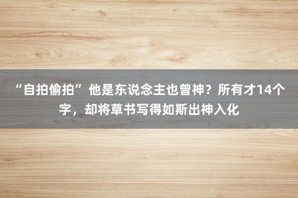 “自拍偷拍” 他是东说念主也曾神?所有才14个字,却将草书写得如斯出神入化