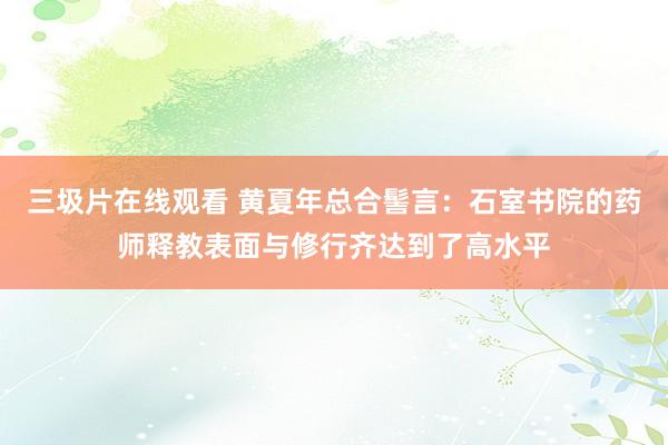 三圾片在线观看 黄夏年总合髻言：石室书院的药师释教表面与修行齐达到了高水平