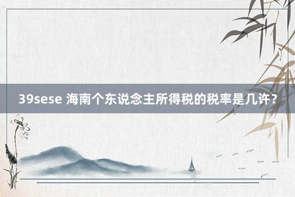 39sese 海南个东说念主所得税的税率是几许?