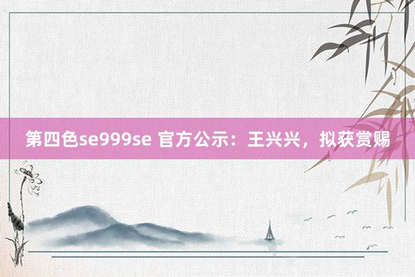 第四色se999se 官方公示:王兴兴,拟获赏赐