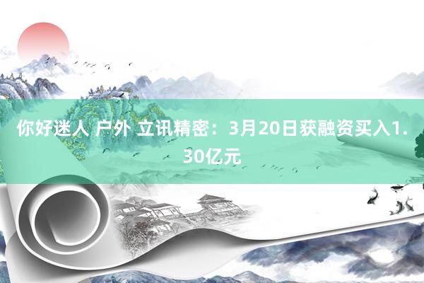 你好迷人 户外 立讯精密：3月20日获融资买入1.30亿元