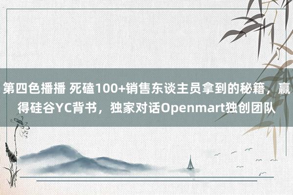 第四色播播 死磕100+销售东谈主员拿到的秘籍,赢得硅谷YC背书,独家对话Openmart独创团队