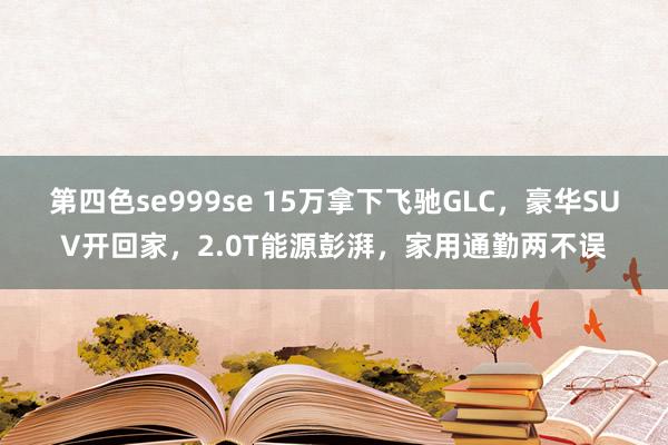 第四色se999se 15万拿下飞驰GLC，豪华SUV开回家，2.0T能源彭湃，家用通勤两不误
