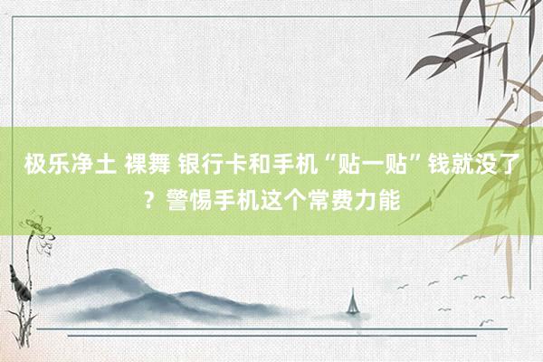 极乐净土 裸舞 银行卡和手机“贴一贴”钱就没了？警惕手机这个常费力能