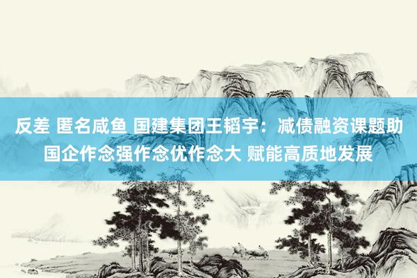 反差 匿名咸鱼 国建集团王韬宇:减债融资课题助国企作念强作念优作念大 赋能高质地发展