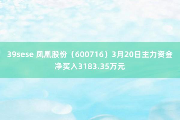 39sese 凤凰股份(600716)3月20日主力资金净买入3183.35万元