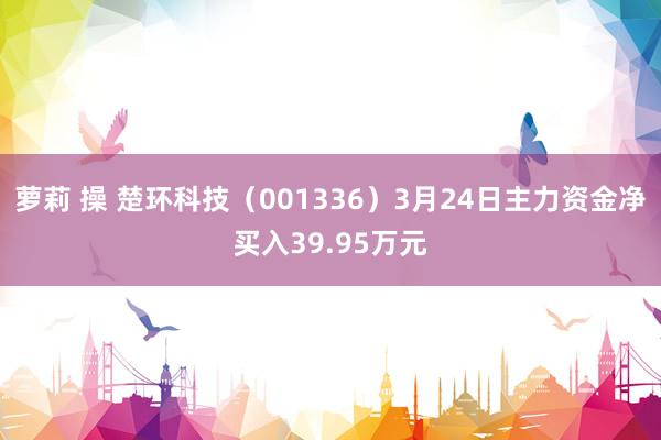 萝莉 操 楚环科技(001336)3月24日主力资金净买入39.95万元