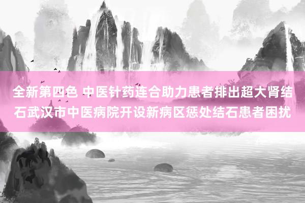 全新第四色 中医针药连合助力患者排出超大肾结石武汉市中医病院开设新病区惩处结石患者困扰