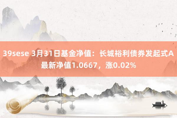 39sese 3月31日基金净值:长城裕利债券发起式A最新净值1.0667,涨0.02%