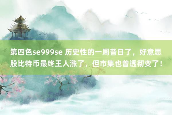 第四色se999se 历史性的一周昔日了,好意思股比特币最终王人涨了,但市集也曾透彻变了!