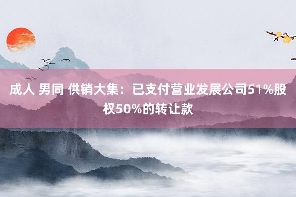 成人 男同 供销大集:已支付营业发展公司51%股权50%的转让款
