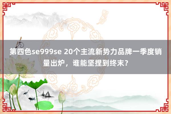 第四色se999se 20个主流新势力品牌一季度销量出炉，谁能坚捏到终末？