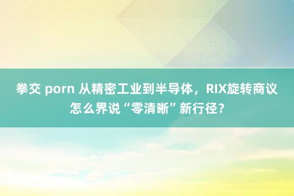拳交 porn 从精密工业到半导体，RIX旋转商议怎么界说“零清晰”新行径？