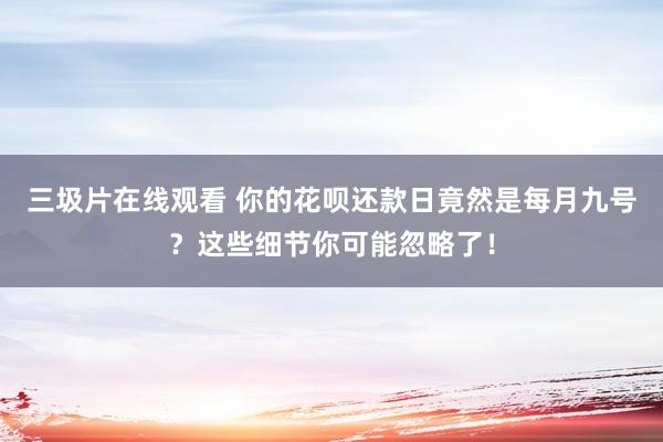 三圾片在线观看 你的花呗还款日竟然是每月九号?这些细节你可能忽略了!