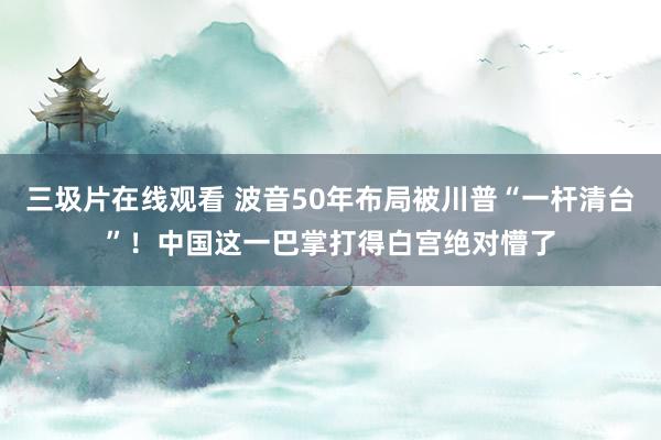 三圾片在线观看 波音50年布局被川普“一杆清台”!中国这一巴掌打得白宫绝对懵了