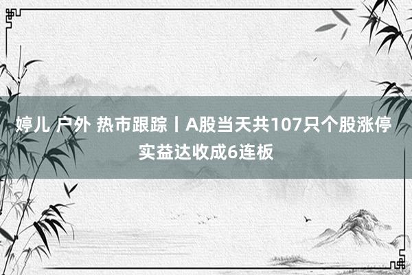 婷儿 户外 热市跟踪丨A股当天共107只个股涨停 实益达收成6连板