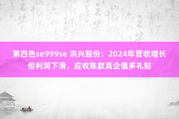 第四色se999se 洪兴股份：2024年营收增长但利润下滑，应收账款高企值多礼贴